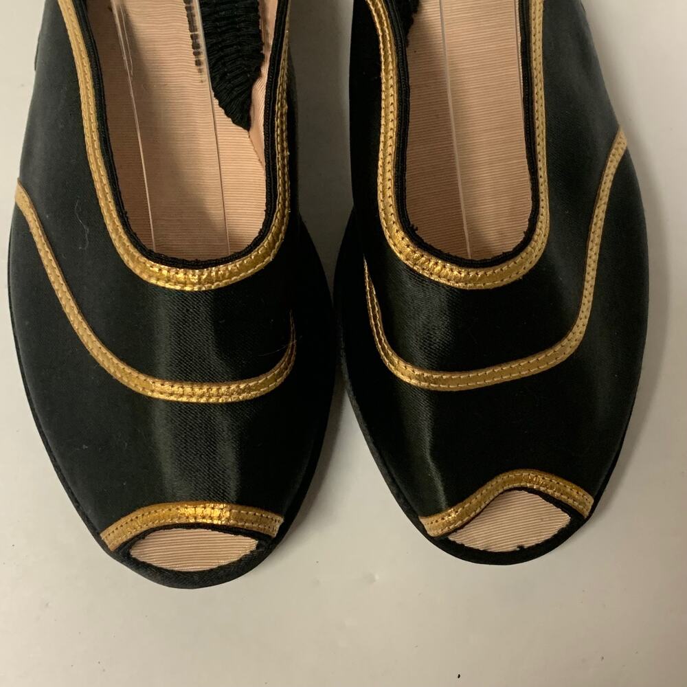 Idlelizers Vintage Black/Gold Sling Back Sandals Women's Size 5 - Picture 3 of 9